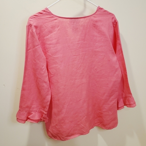TALBOTS pink 100% Linen Relaxed Fit  3 quarter sleeves blouse size S - Picture 7 of 9